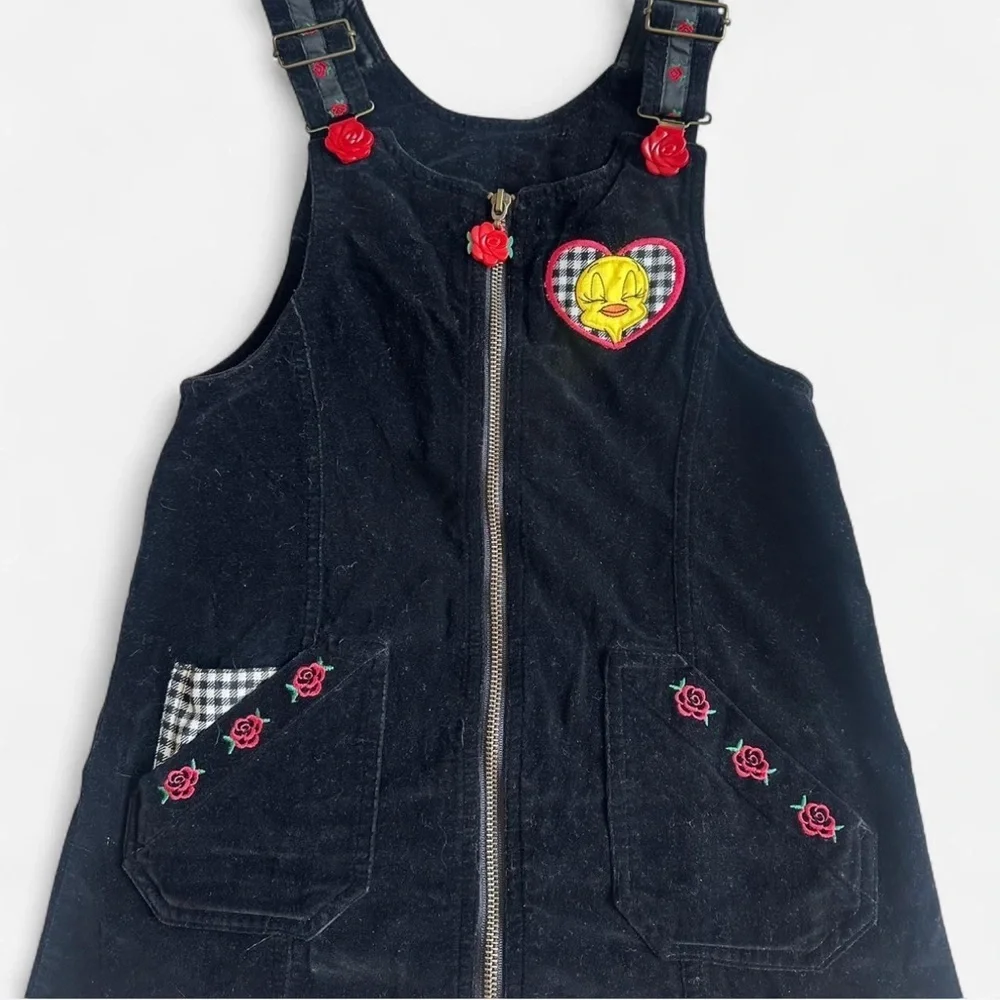 Vintage 90s Looney Tunes Tweety Bird Little Girls Jumper Dress Girls Sz 7/8